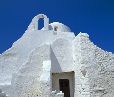 Santorini Adası, Yunanistan 'daki Beyaz Yunan Kilisesi