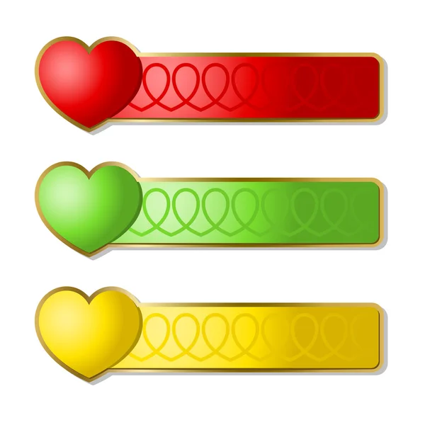 Bannières avec des cœurs — Image vectorielle