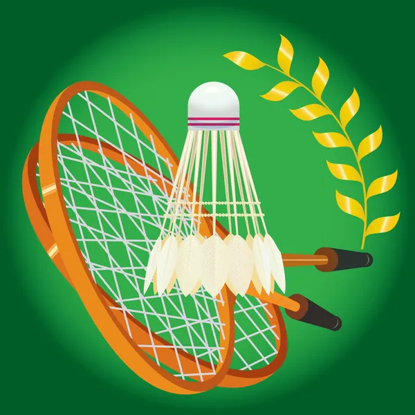 Racket och badmintonbollen — Stock vektor