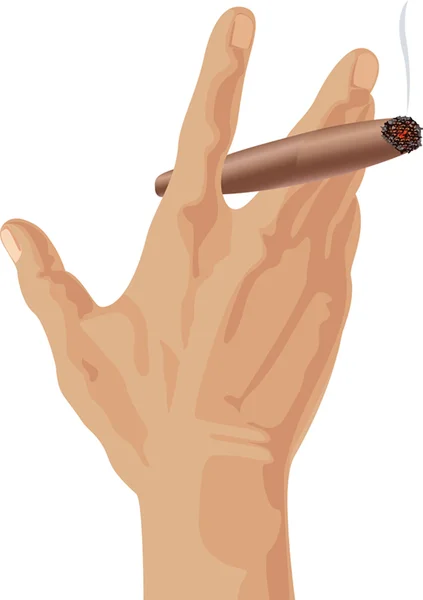 Mano _ cigarro — Vector de stock