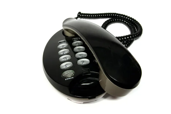 Black telephone on white background — Stock Photo, Image