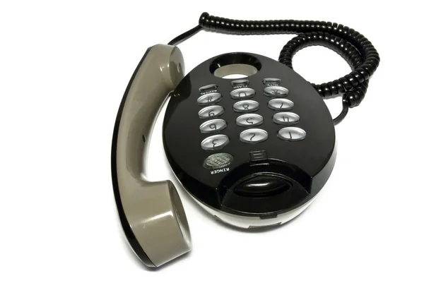 Beyaz arkaplanda siyah telefon — Stok fotoğraf