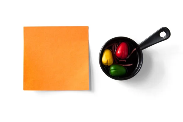 Sticky note and figure of pan — Stock Photo, Image