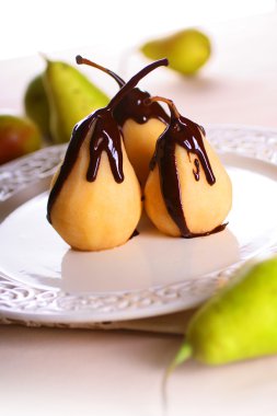 Poached Pears in Chocolate clipart