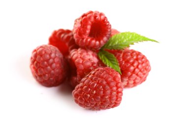 Raspberries on white background clipart