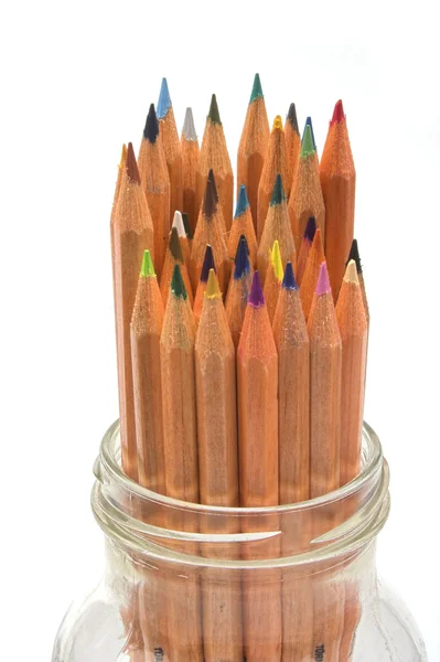 Kleur pensils in de pot — Stockfoto