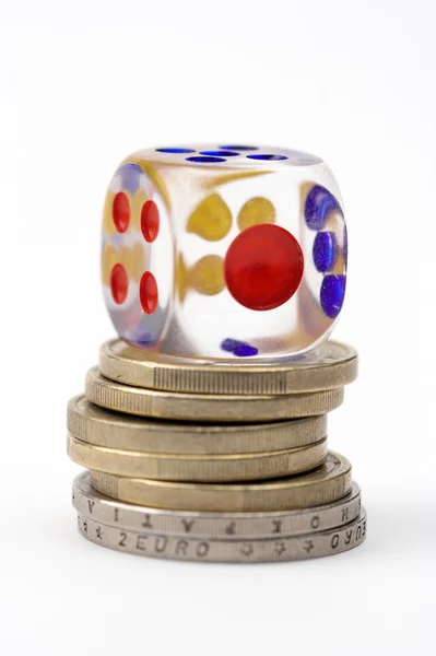 Dice and coins — Stock Photo, Image