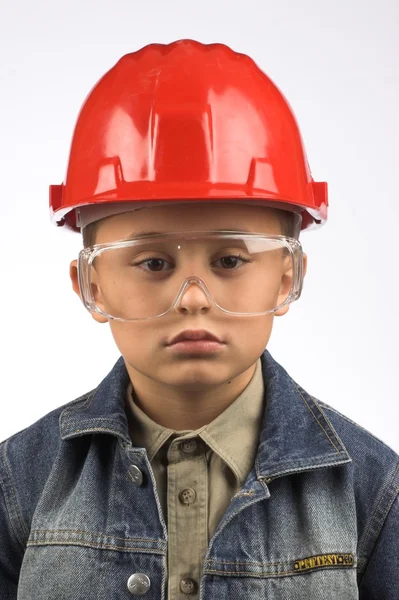 Boy in a red helmet — Stok fotoğraf