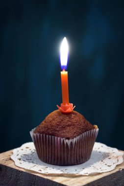 Cupcake with candle clipart