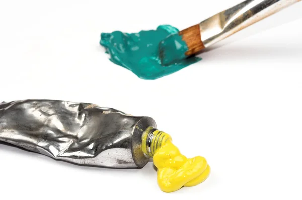 Fırça, sarı ve yeşil — Stok fotoğraf