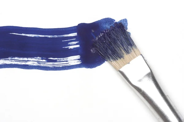Blue line and brush — Stock Photo, Image
