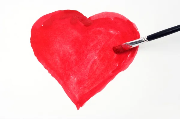 Coração vermelho pintado — Fotografia de Stock
