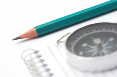 Pen,compass and notebook clipart