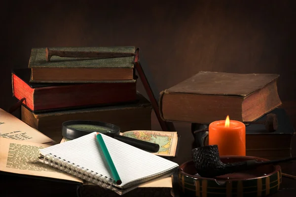 Old books and notebook — Stock Photo, Image