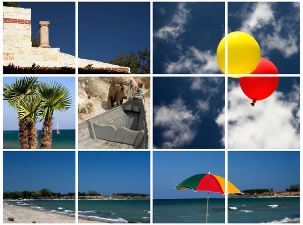 Collage van strand foto 's — Stockfoto