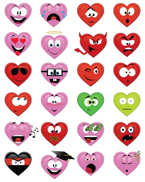 Emoticones en forma de corazón — Archivo Imágenes Vectoriales
