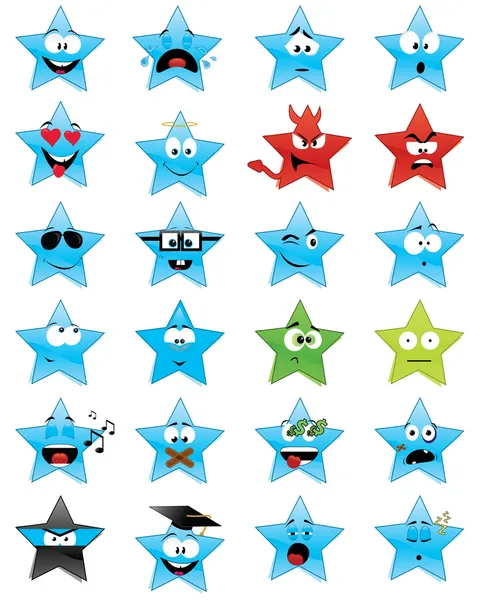 Emotikony ve tvaru hvězdy — Stockový vektor