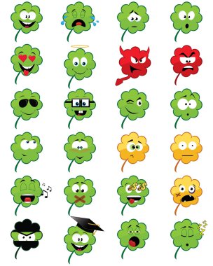 Clover-shaped emoticons clipart