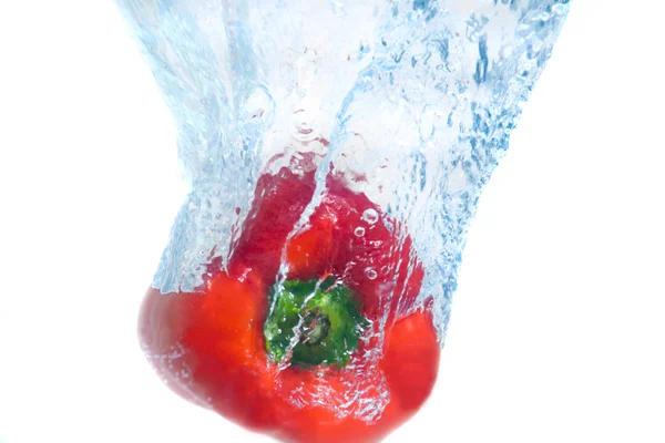 Röd paprika splash — Stockfoto