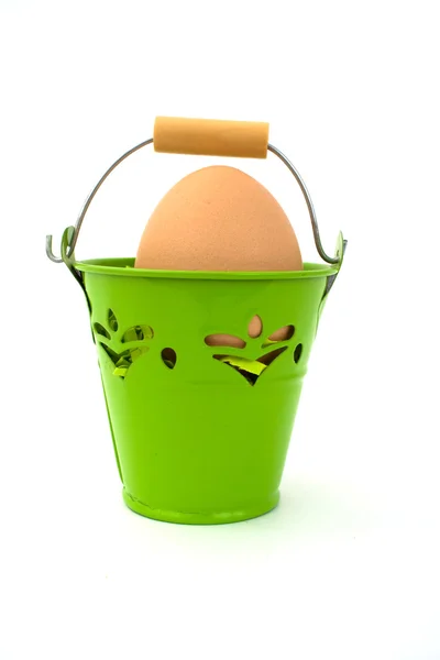Яйце в зеленому кошику — стокове фото