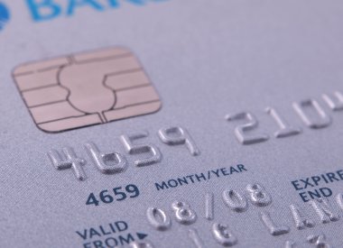 Close up of a chip and pin credit card. clipart