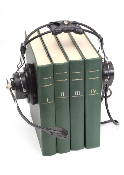 Headphones and books — Stock Photo, Image