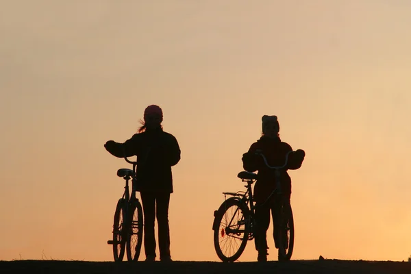 stock image Two girls on bicycles