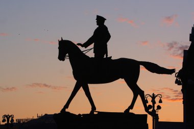 Silhouette of monument of Marshal Zhukov clipart