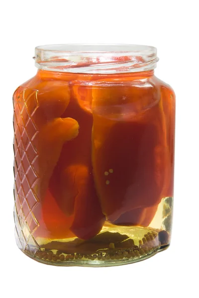 stock image Pickled pepper in open jar