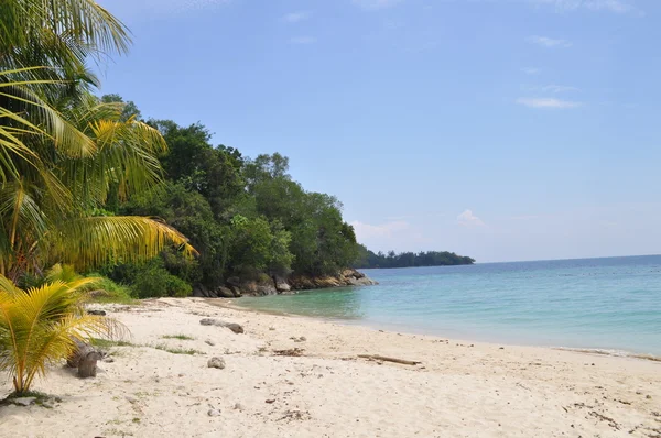 Spiaggia tropicale di sabbia, Manukan, Malesia Fotografia Stock