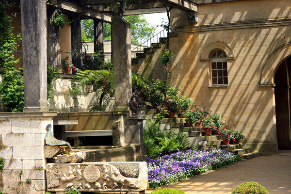 Beautiful garden in Sanssouci Palace in Poczdam