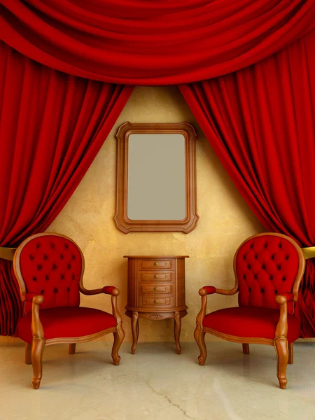 Interiér - styl klasické obývací pokoj — Stock fotografie