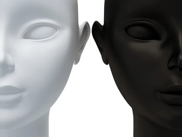흑인과 백인의 절반 얼굴 — 스톡 사진