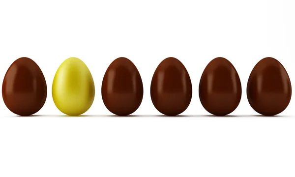 Easter gold and chocolate eggs — Stock Photo, Image