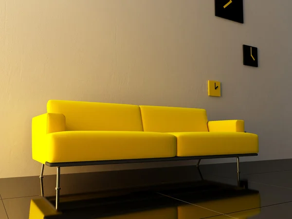 Интерьер - Желтый диван — стоковое фото
