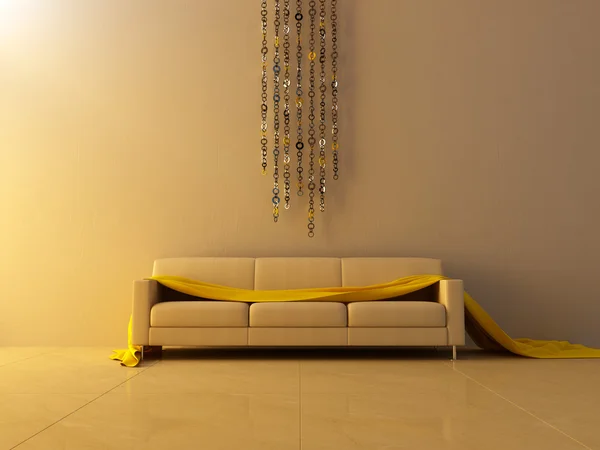 Interior - Corrente de anel parede decorada — Fotografia de Stock