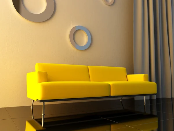 Интерьер - Желтый диван — стоковое фото