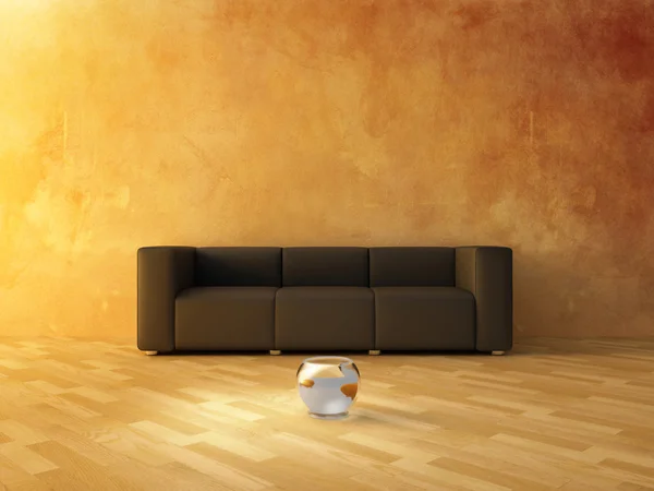 Interiör - soffa och fisk — Stockfoto