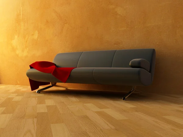 Panno di velluto rosso sul divano — Foto Stock