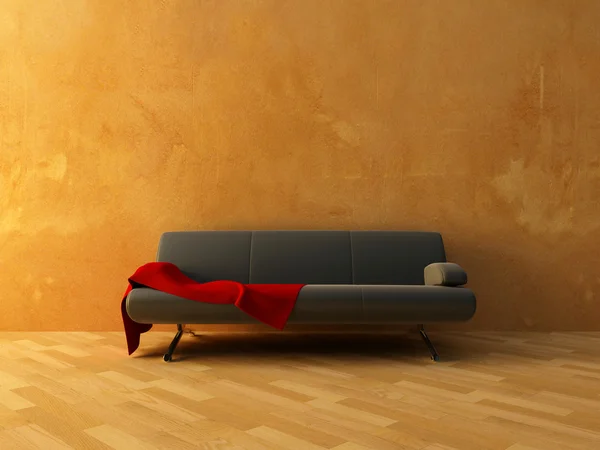 Rode doek op sofa — Stockfoto