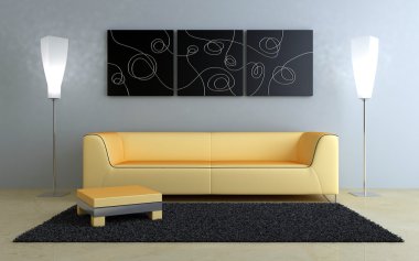 Interiors design - Black and peach clipart