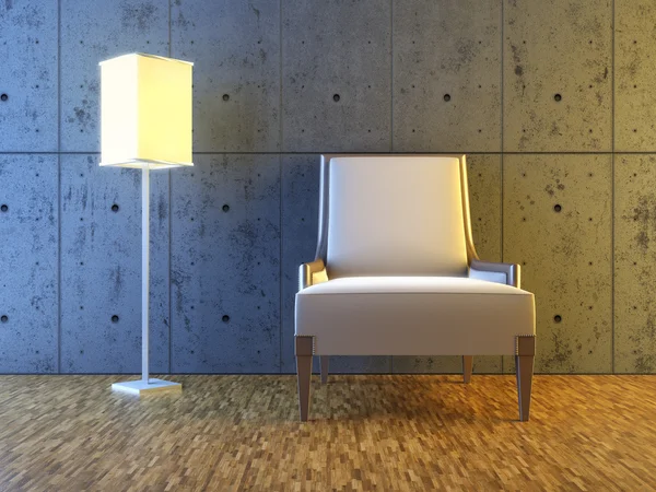 Assento e parede de concreto — Fotografia de Stock