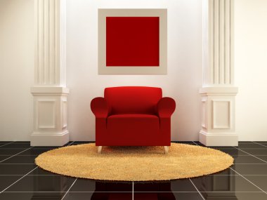 Interiors - Red seat between the columns