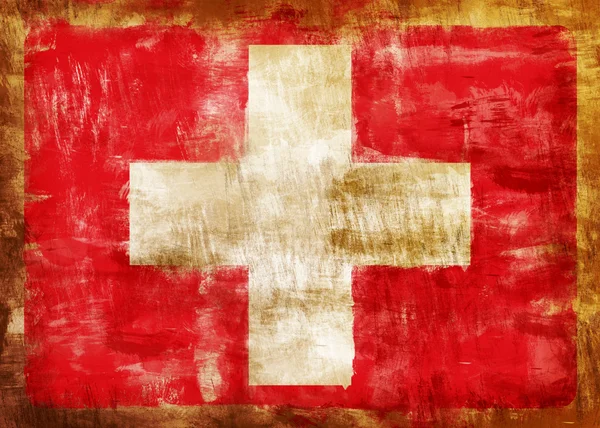 Swiss old painted flag — Stock Photo, Image