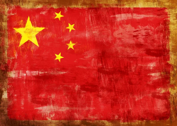 Cina old painted flag — Stock Photo, Image