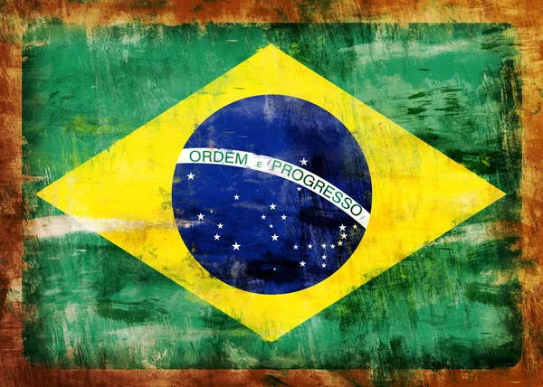 Brasil velho pintado bandeira — Fotografia de Stock