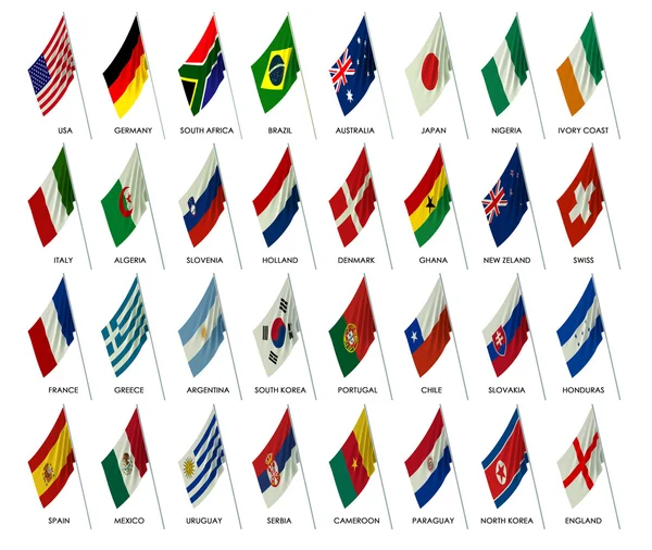 Ομάδα σημαίες Παγκόσμιο Κύπελλο ποδοσφαίρου 2010 — Φωτογραφία Αρχείου