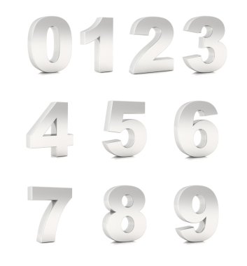 Numbers chromium silver clipart