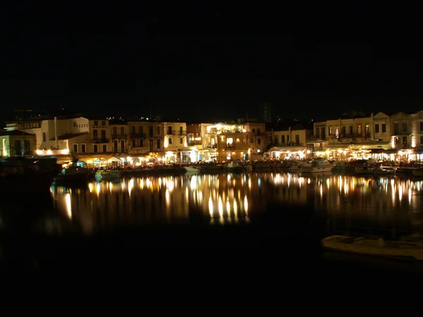 Ретимнон - Венецианский порт в nigtht — стоковое фото