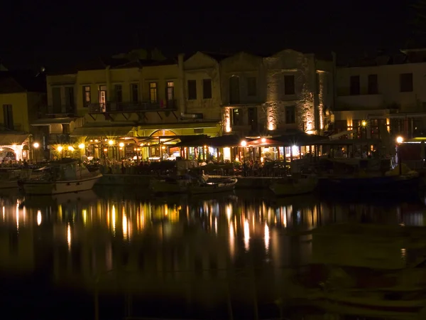 Rethymnon - Porto veneziano a nigtht — Foto Stock